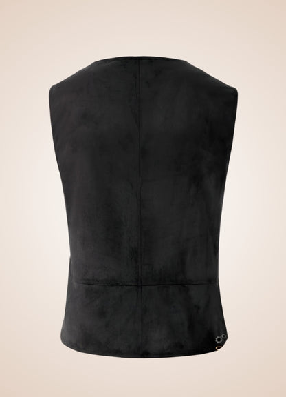 Black Suede Steampunk Flak Jacket Vest - Steampunk Australia