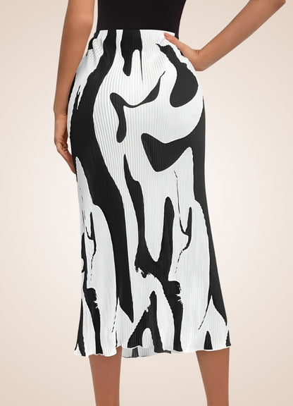 Black White Long Midi Skirt - Steampunk Australia