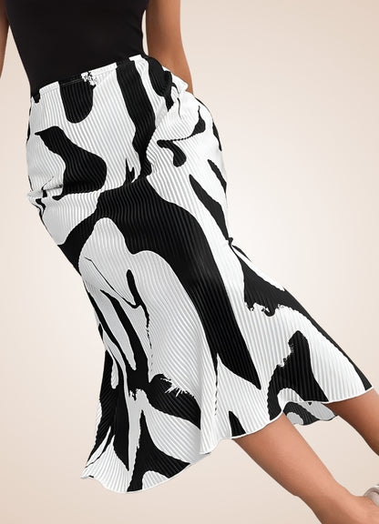 Black White Long Midi Skirt - Steampunk Australia