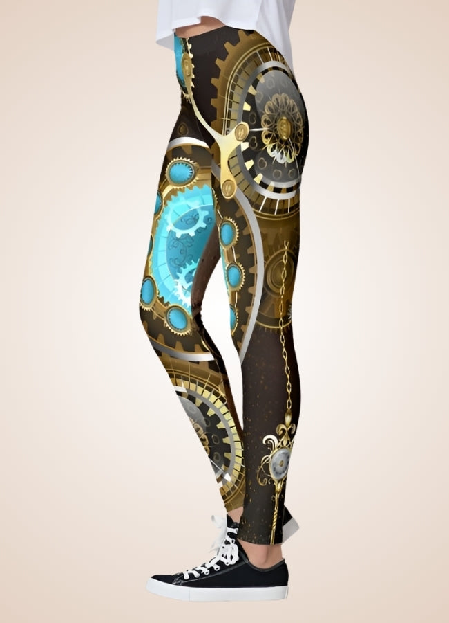 Blue Steampunk Gear Legging - Steampunk Australia