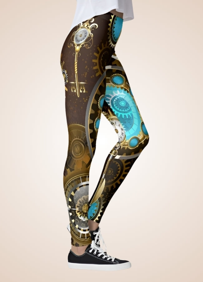 Blue Steampunk Gear Legging - Steampunk Australia