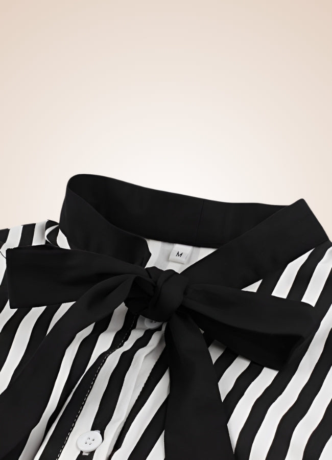 Bowknot Striped Steampunk Dress - Steampunk Australia