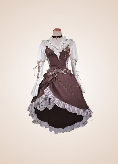 Brown Asymmetrical Steampunk Lolita Skirt - Steampunk Australia
