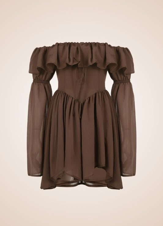 Brown Overbust Steampunk Corset Dress - Steampunk Australia