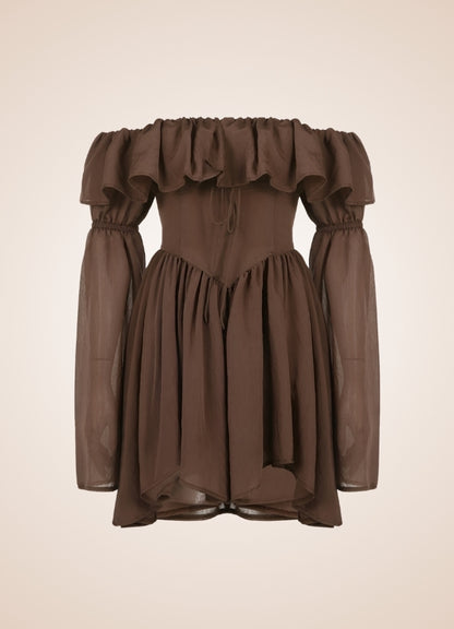 Brown Overbust Steampunk Corset Dress - Steampunk Australia