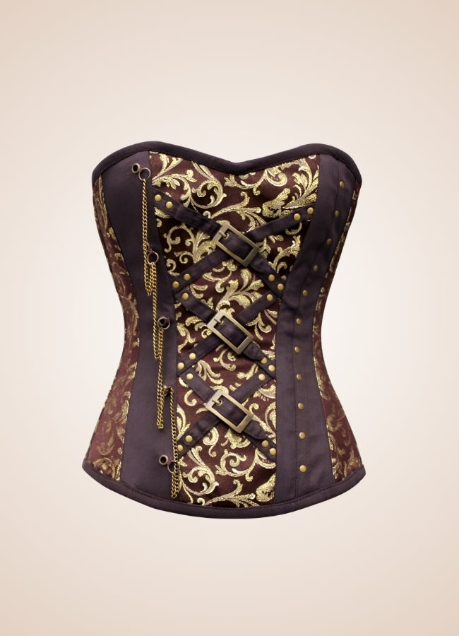 Brown Steampunk Brocade Corset - Steampunk Australia