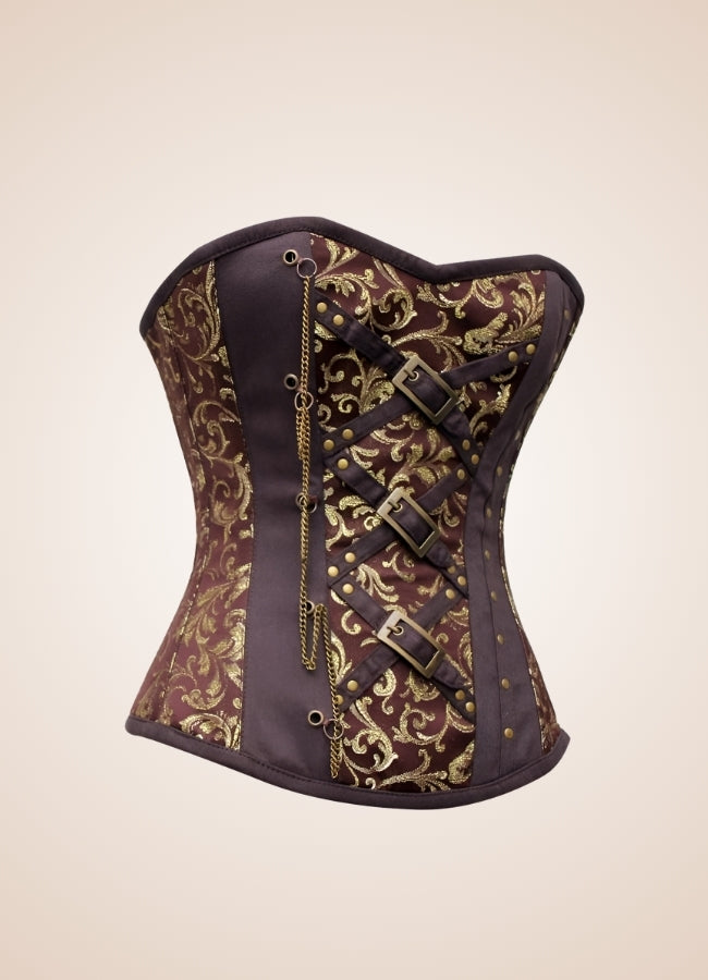 Brown Steampunk Brocade Corset - Steampunk Australia