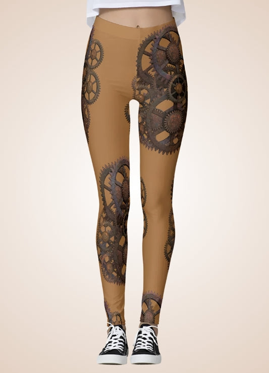 Brown Steampunk Gear Legging - Steampunk Australia