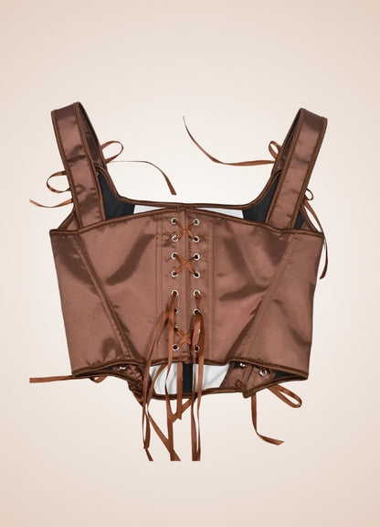 Brown Steampunk Medieval Lace Corset - Steampunk Australia
