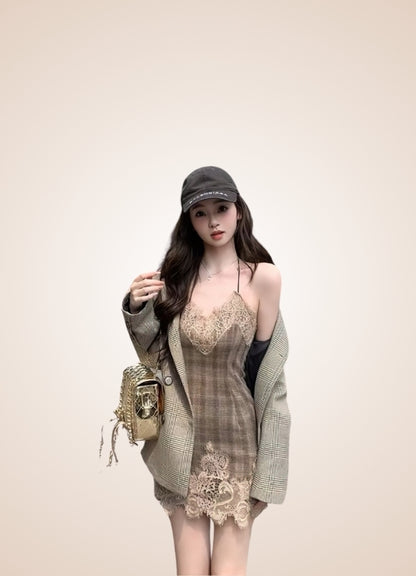 Brown Striped Steampunk Corset Dress - Steampunk Australia