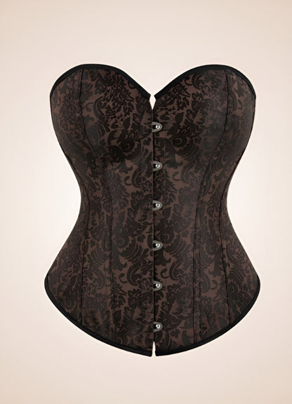 Dark Brown Paisley Pattern Corset - Steampunk Australia