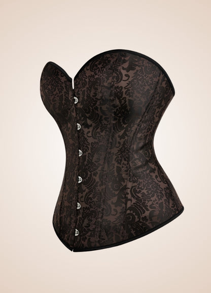 Dark Brown Paisley Pattern Corset - Steampunk Australia