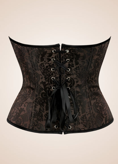 Dark Brown Paisley Pattern Corset - Steampunk Australia