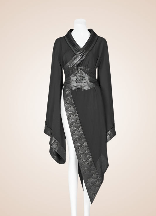 Dark Goth Punk Long Dress - Steampunk Australia