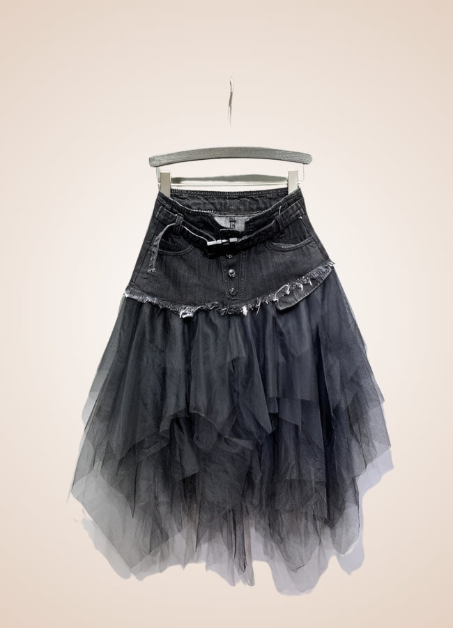 Denim And Tulle Steampunk Skirt - Steampunk Australia