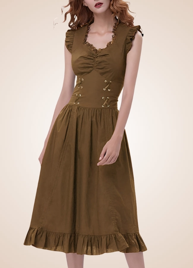 Elegant V Neck Steampunk Dress - Steampunk Australia