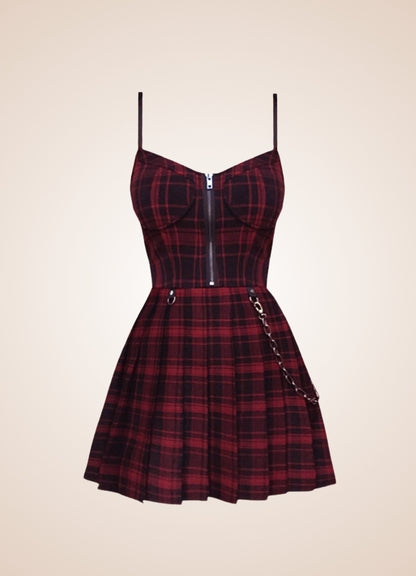 Goth Plaid Mini Dress - Steampunk Australia