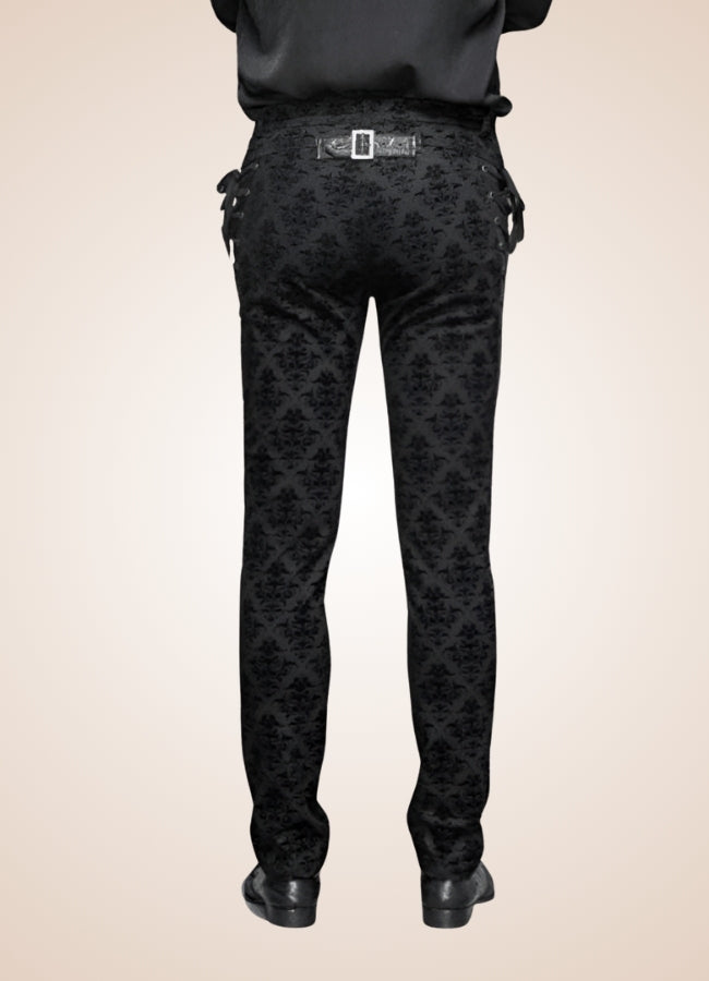 Gothic Black Baroque Pattern Pants - Steampunk Australia
