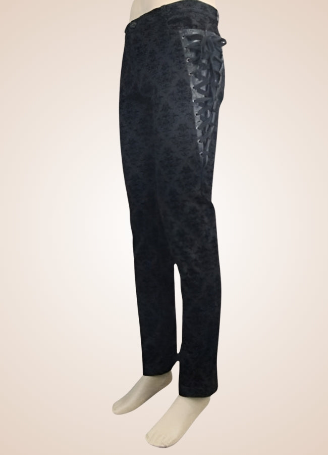 Gothic Black Baroque Pattern Pants - Steampunk Australia