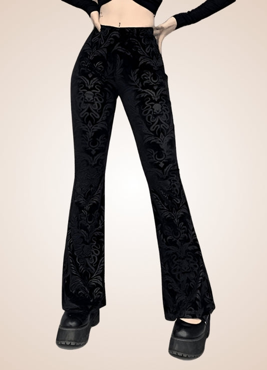 Gothic High Waist Jacquard Pants - Steampunk Australia