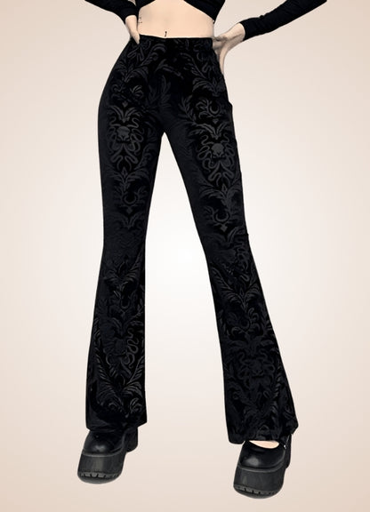 Gothic High Waist Jacquard Pants - Steampunk Australia