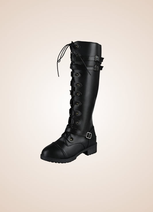 Gothic Knee High Lace Up Boots - Steampunk Australia