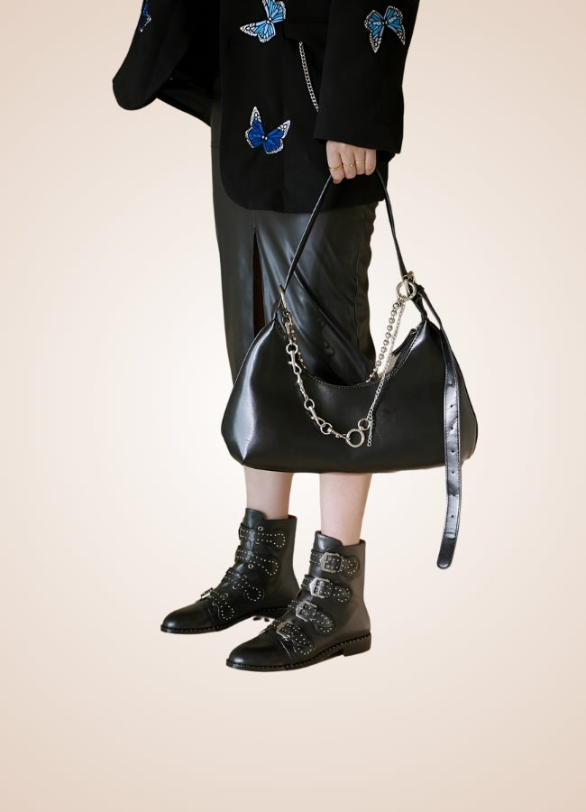 Gothic Leather Ankle Boots - Steampunk Australia
