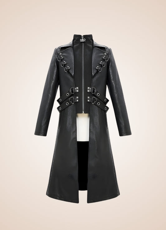 Gothic Leather Trench Coat - Steampunk Australia