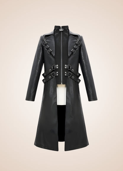Gothic Leather Trench Coat - Steampunk Australia