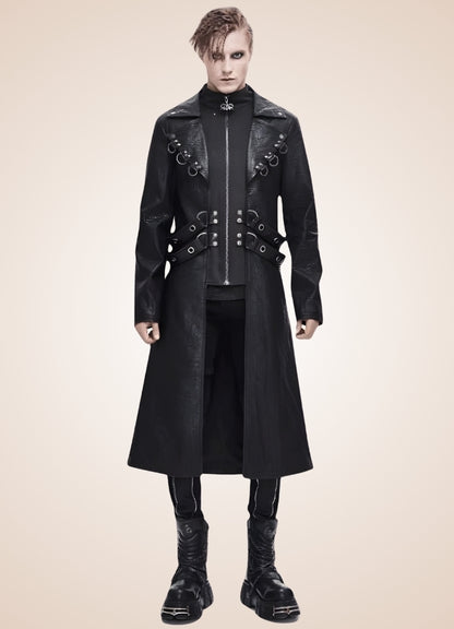 Gothic Leather Trench Coat - Steampunk Australia