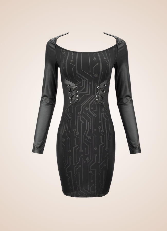 Gothic Long Sleeve Mini Dress - Steampunk Australia