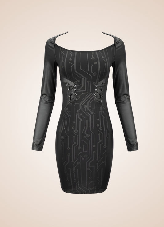 Gothic Long Sleeve Mini Dress - Steampunk Australia