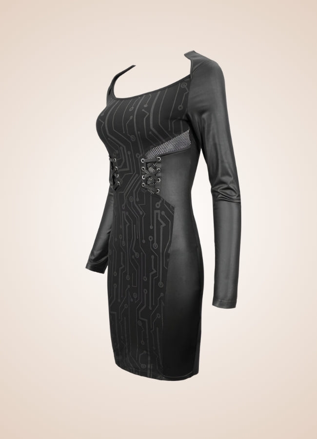 Gothic Long Sleeve Mini Dress - Steampunk Australia