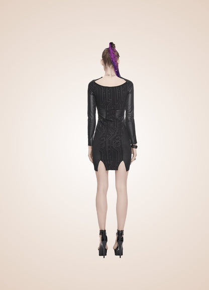 Gothic Long Sleeve Mini Dress - Steampunk Australia