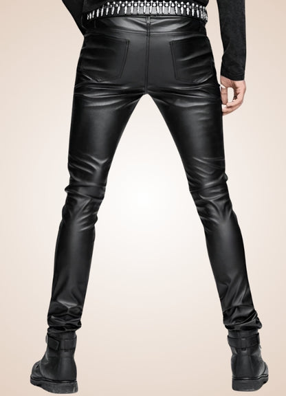Gothic Slim Fit Leather Pants - Steampunk Australia