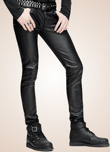 Gothic Slim Fit Leather Pants - Steampunk Australia