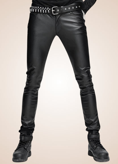 Gothic Slim Fit Leather Pants - Steampunk Australia