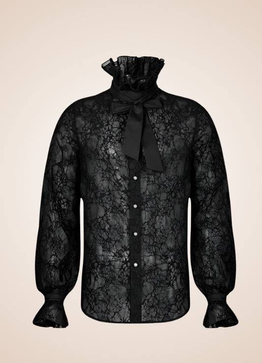 Gothic Steampunk Flounce Tie Shirt - Steampunk Australia