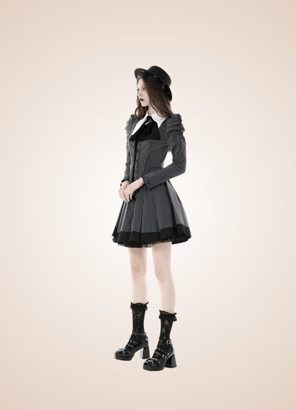Gray Steampunk Ruffle Dress - Steampunk Australia