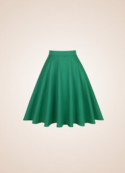 Green Retro Solid Color Skirt - Steampunk Australia