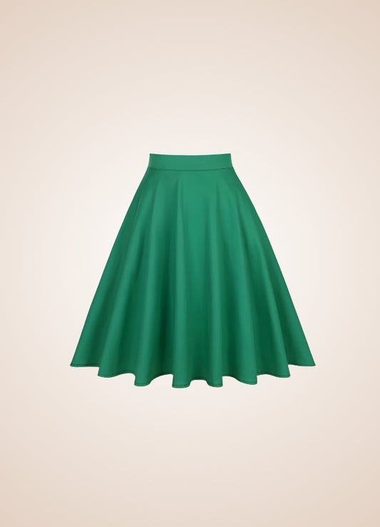 Green Retro Solid Color Skirt - Steampunk Australia