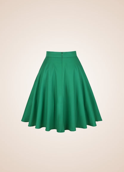 Green Retro Solid Color Skirt - Steampunk Australia
