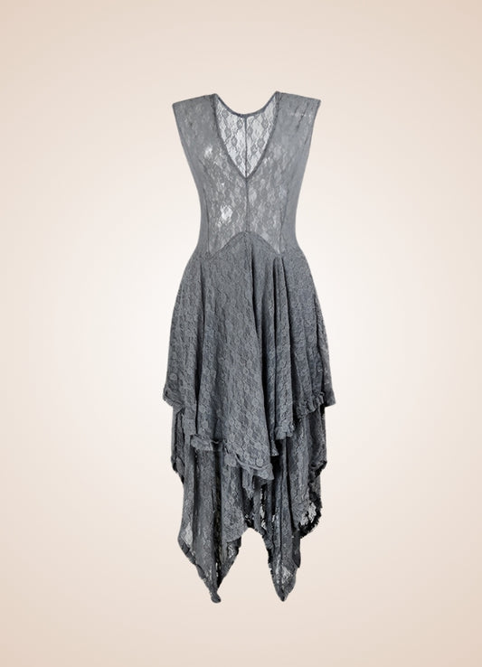 Grey Steampunk Long Dress - Steampunk Australia