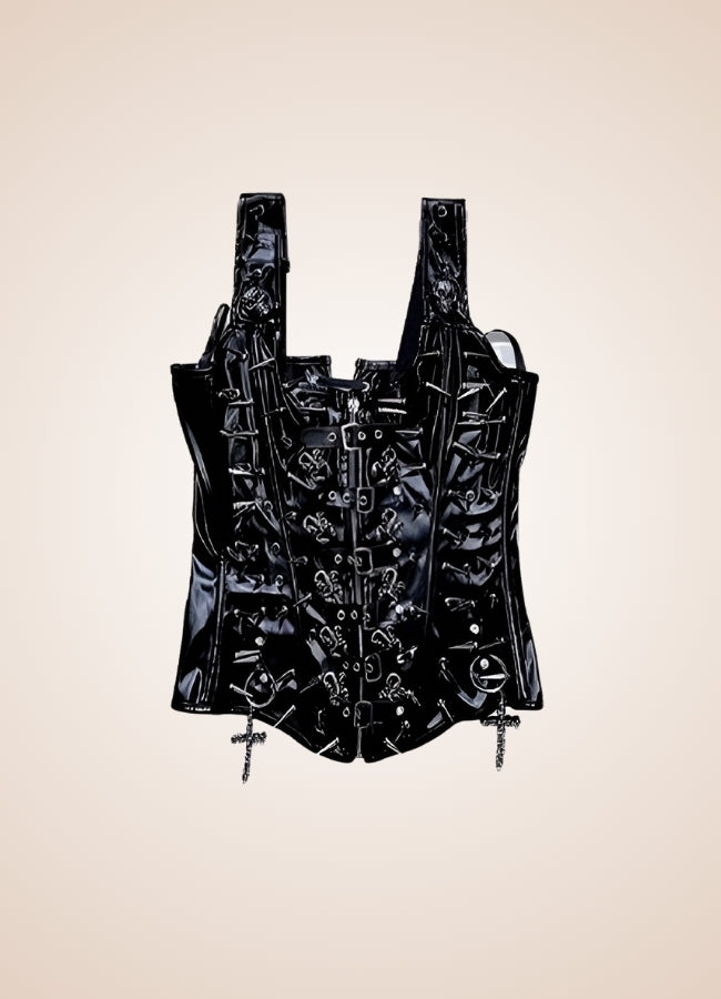 Leather Steampunk Long Bustier - Steampunk Australia