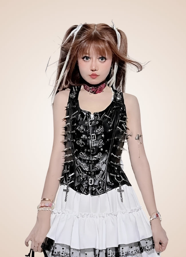 Leather Steampunk Long Bustier - Steampunk Australia