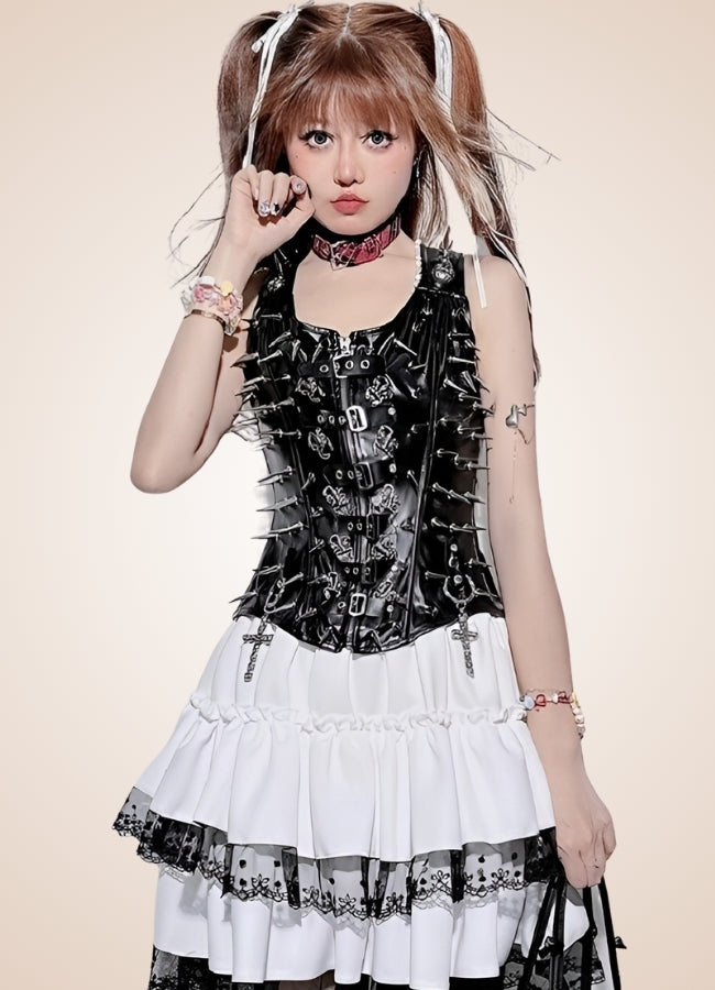 Leather Steampunk Long Bustier - Steampunk Australia