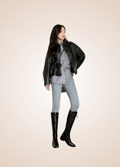 Leather Victorian High Knee Boots - Steampunk Australia