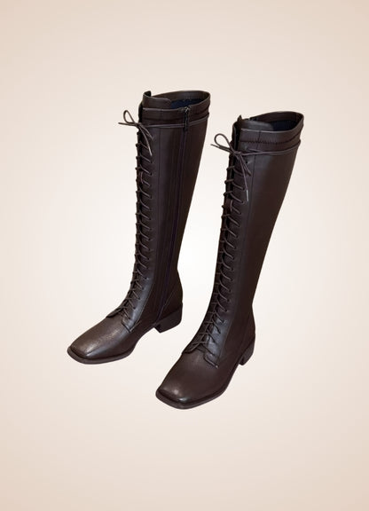 Leather Victorian High Knee Boots - Steampunk Australia