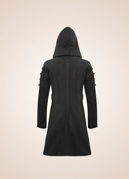 Man Hooded Goth Trench Coat - Steampunk Australia