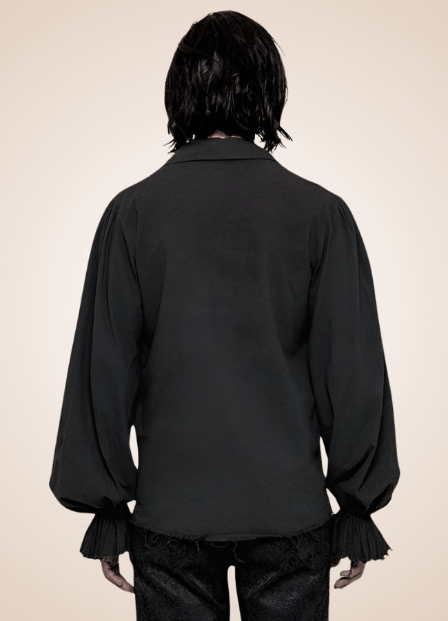 Men's Black Ruffled Renaissance Shirt - Steampunk Australia